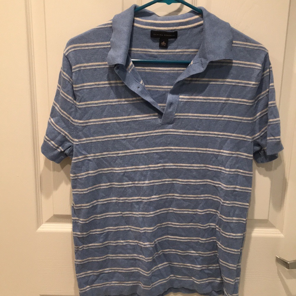 banana republic cashmere/silk/cotton stripe polos